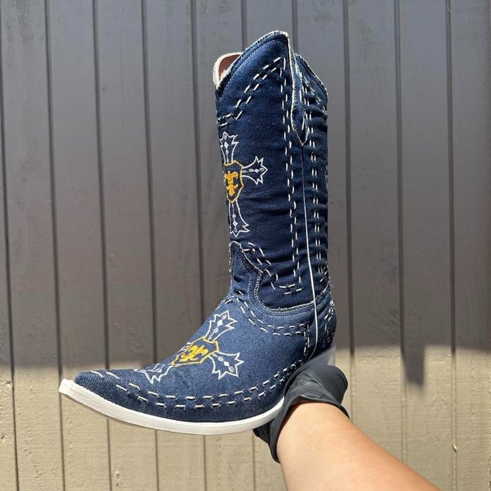 #1 Blue Denim Style Boot, Model 6701